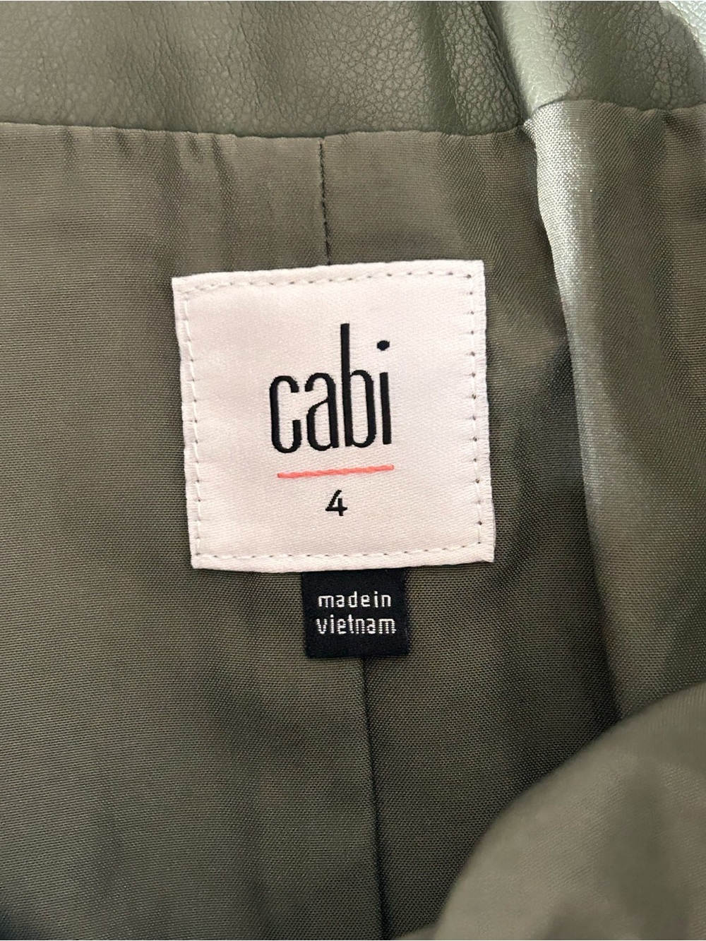 Cabi "Kick It" Skirt Style #4765 Olive Green Faux Leather Midi Size 4 Vegan - Picture 4 of 7